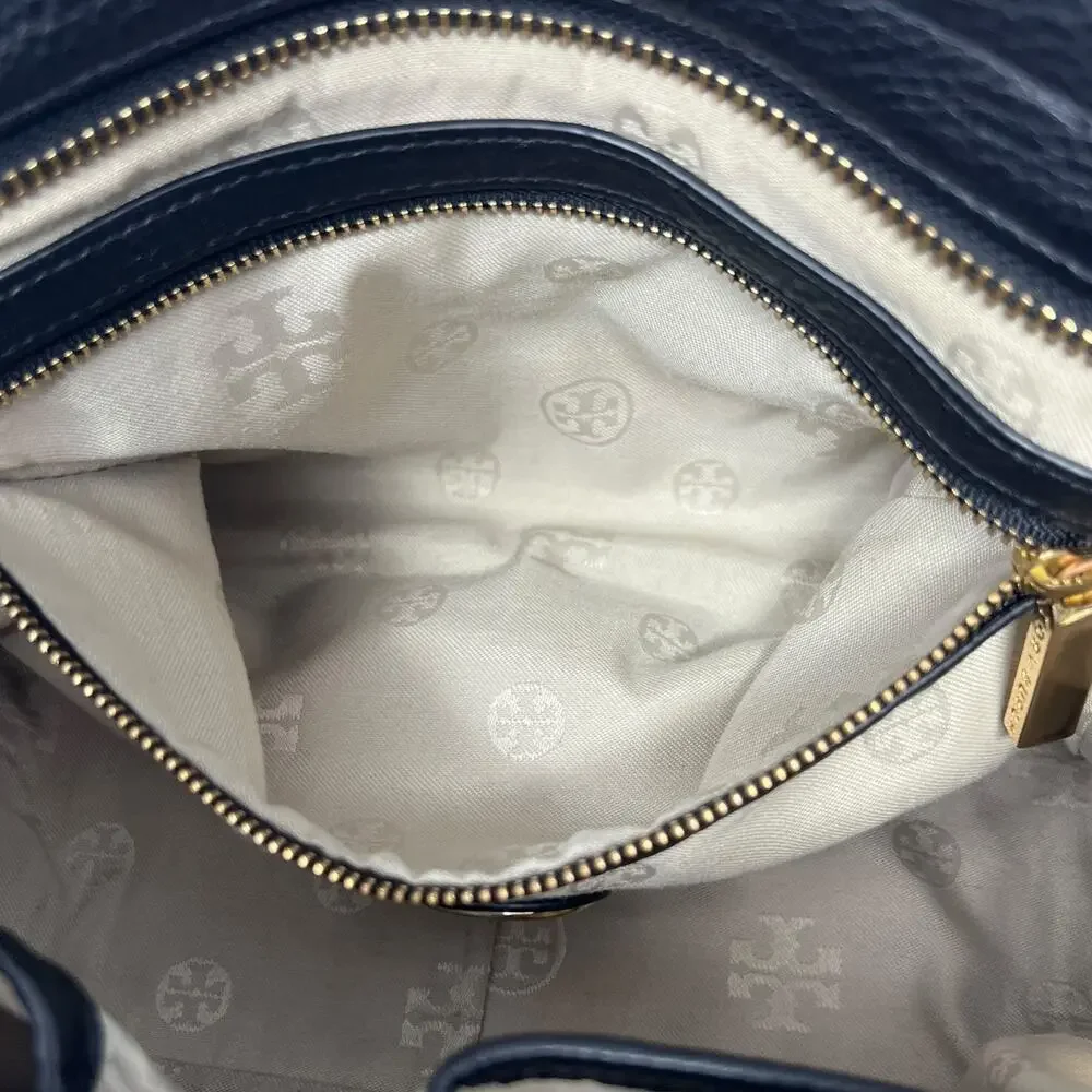 Tory Burch Amanda Mini Satchel Bag Black Pebbled Leather Crossbody